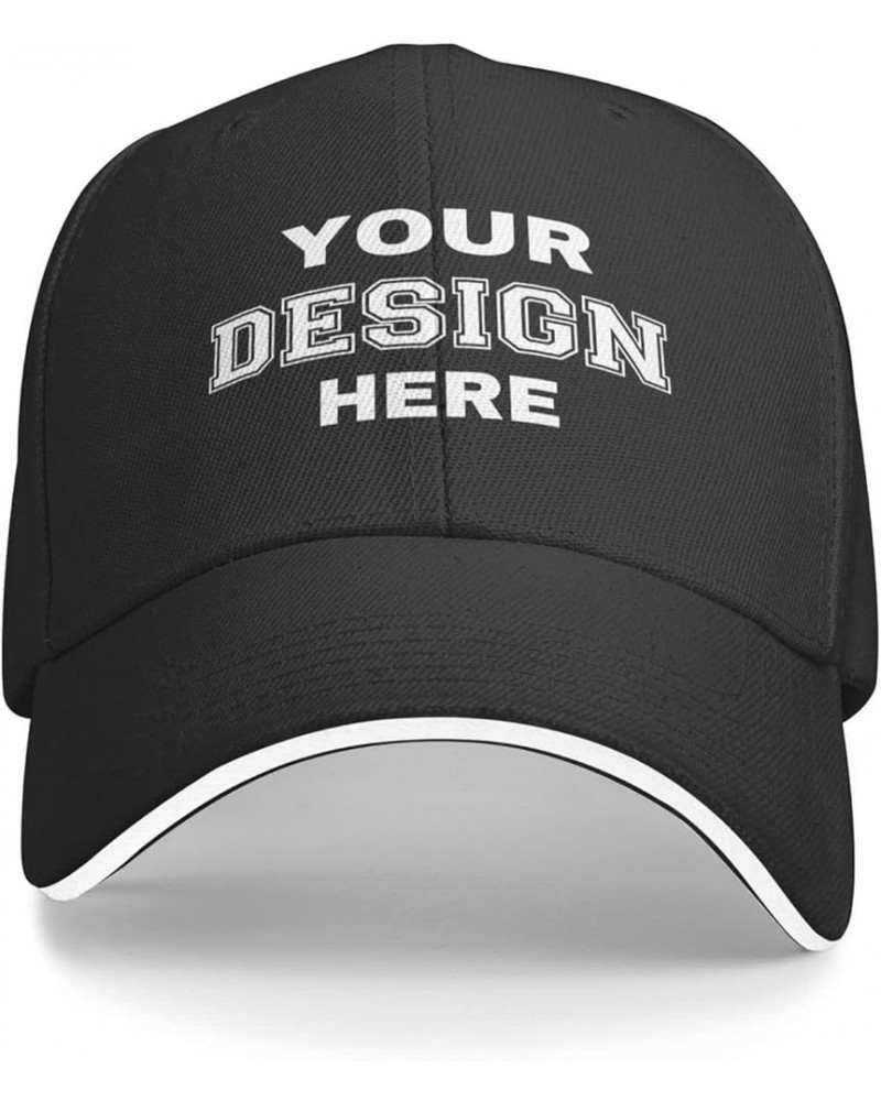 Custom Caps Add Your Custom,Custom Picture Hats,Custom Hat Design Your Own Classic Mens Womens Personalized Baseball Hat Blac...