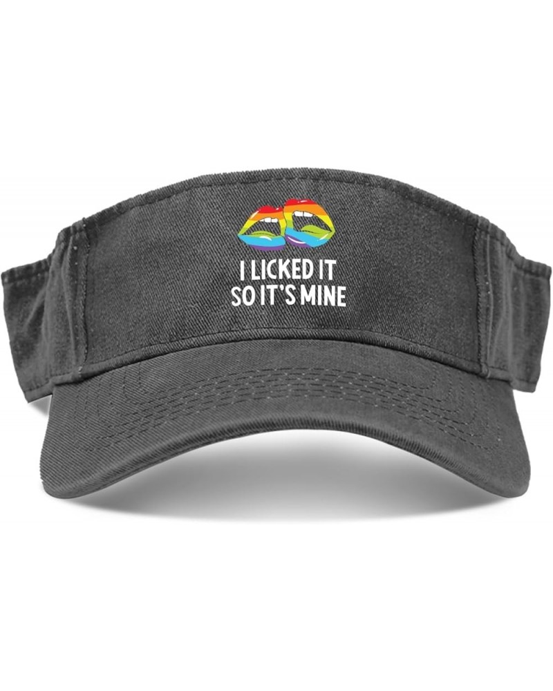 I Licked It So Its Mine Sun Visors for Women Hats Visor for Men Running Hats Packable LGBT Golf Hats Allblack $8.09 Visors