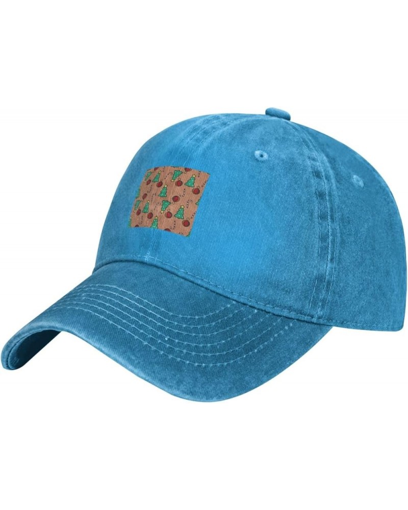 Christmas Tree and Ball Seamless Pattern Baseball Cap for Men Women Hats Cotton Trucker Caps Adjustable Dad Hat Blue $10.05 B...