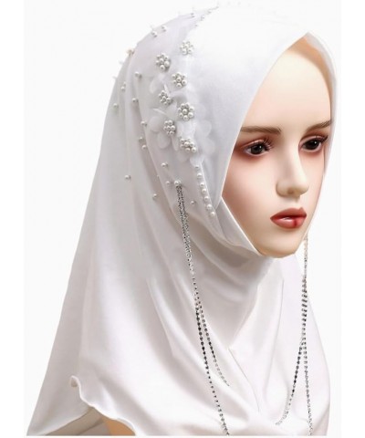 Women Muslim Prayer Hijab One Piece Floral Chain Long Head Scarf Wrap Islamic Ramadan Muslim Full Shawl Gift White $11.68 Sca...