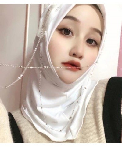 Women Muslim Prayer Hijab One Piece Floral Chain Long Head Scarf Wrap Islamic Ramadan Muslim Full Shawl Gift White $11.68 Sca...