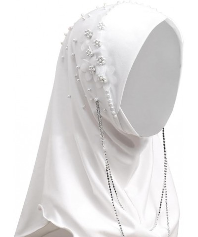 Women Muslim Prayer Hijab One Piece Floral Chain Long Head Scarf Wrap Islamic Ramadan Muslim Full Shawl Gift White $11.68 Sca...