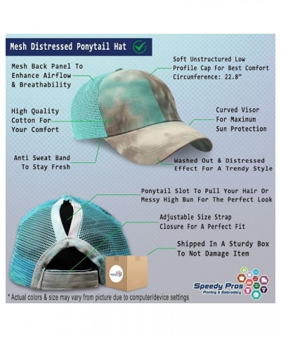 Womens Ponytail Cap Vodka Me Cotton Distressed Trucker Hats Tie Dye Aqua $16.49 Baseball Caps