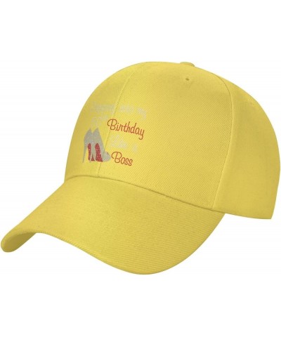 Stepping Into My 50th Birthday Like A Boss Baseball Cap Adjustable Solid Color Curved Peaked Cap Unisex Black Yellow $13.10 N...