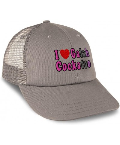 Custom Trucker Hat Baseball Cap I Love Galah Cockatoo Birds Animal Cotton Bird Dad Hats for Men & Women Grey Design Only $16....