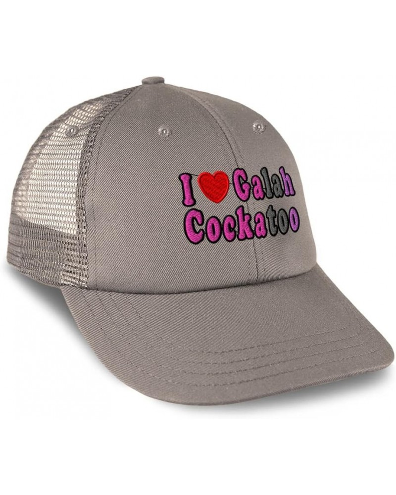 Custom Trucker Hat Baseball Cap I Love Galah Cockatoo Birds Animal Cotton Bird Dad Hats for Men & Women Grey Design Only $16....