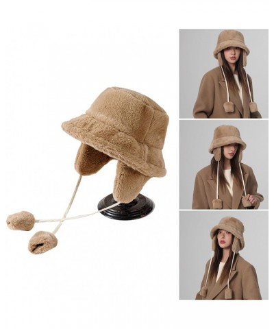 Hat Detachable Earflap Plush Bucket Hat for Woman Teens Windproof Bucket Hat Adult Winter Skiing Cycling Fisherman Hat Black ...