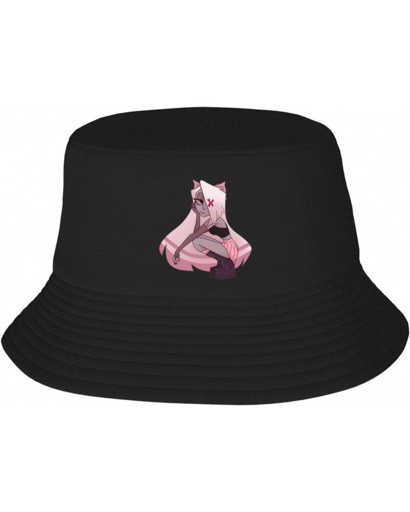 Hazbin Movie Hotel Adult Fisherman Hat Packable Bucket Hat Unisex Printed Summer Beach Fisherman Cap Black $9.91 Bucket Hats