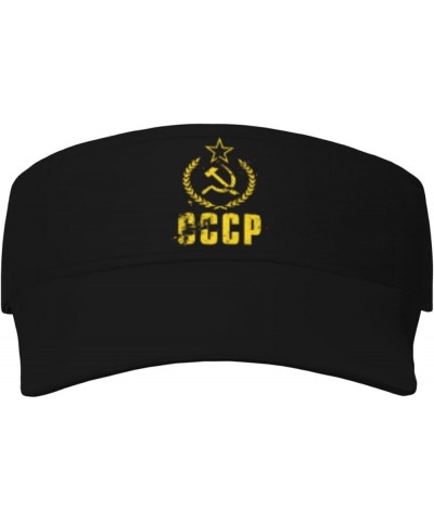 CCCP USSR Hammer & Sickle Sport Sun Visor Hats Empty Top Baseball Golf Cap Tennis Sport Hat Black $15.86 Visors