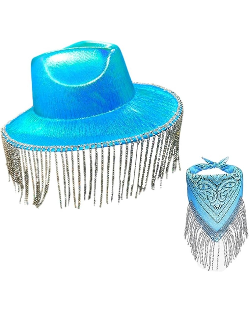 Cowboy Hat, Shimmering Tassels Cowboy Hat with Kerchief Cowgirl Hat Western Cowboy Cowgirl Hat and Bandana Set Blue Scarf $14...