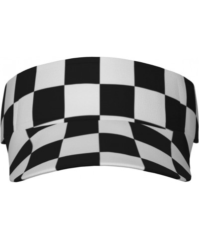 Black and White Plaid Sports Visor Adjustable Lightweight Uv Protection Visor Hat for Men Women $12.12 Visors