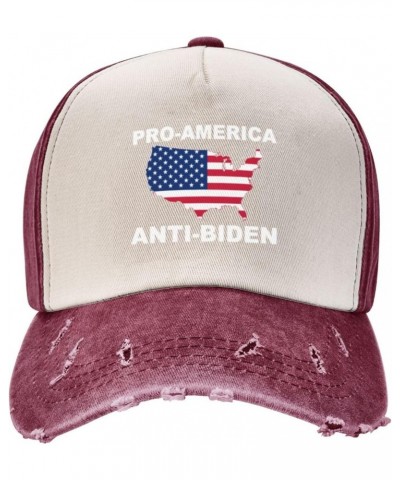 Pro America Anti Biden Upgrade Your Style with Funny Adjustable Cotton Baseball Caps for Men and Women Dark Red $14.43 Baseba...