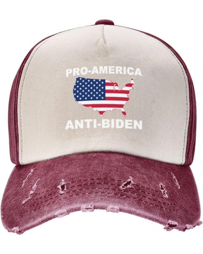 Pro America Anti Biden Upgrade Your Style with Funny Adjustable Cotton Baseball Caps for Men and Women Dark Red $14.43 Baseba...