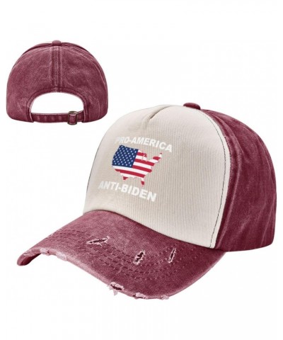 Pro America Anti Biden Upgrade Your Style with Funny Adjustable Cotton Baseball Caps for Men and Women Dark Red $14.43 Baseba...