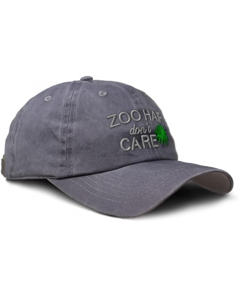 Custom Soft Washed Baseball Cap Zoo Hair Don't Care Zoo Dad Hats for Men & Women Grey Design Only $12.90 Baseball Caps