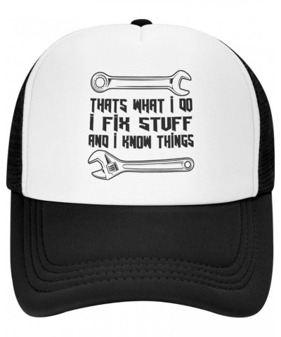 I Fix Stuff and I Know Things Hat I Fix Stuff Hat Cool Stuff Hat for Men Funny Black $12.42 Cowboy Hats