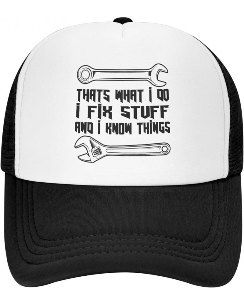 I Fix Stuff and I Know Things Hat I Fix Stuff Hat Cool Stuff Hat for Men Funny Black $12.42 Cowboy Hats