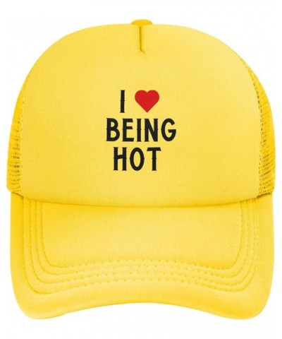 I Love Being Hot Women's Baseball Hat Low Profile Snapback Cap Adjustable Yellow $10.83 Baseball Caps