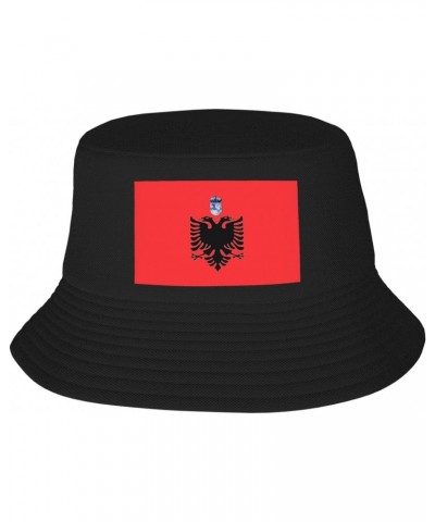 Flamuri I Republikës Së Çamërisë Bucket Hat for Men Women Outdoor Summer Beach Travel Fishing Cap Black $16.90 Bucket Hats