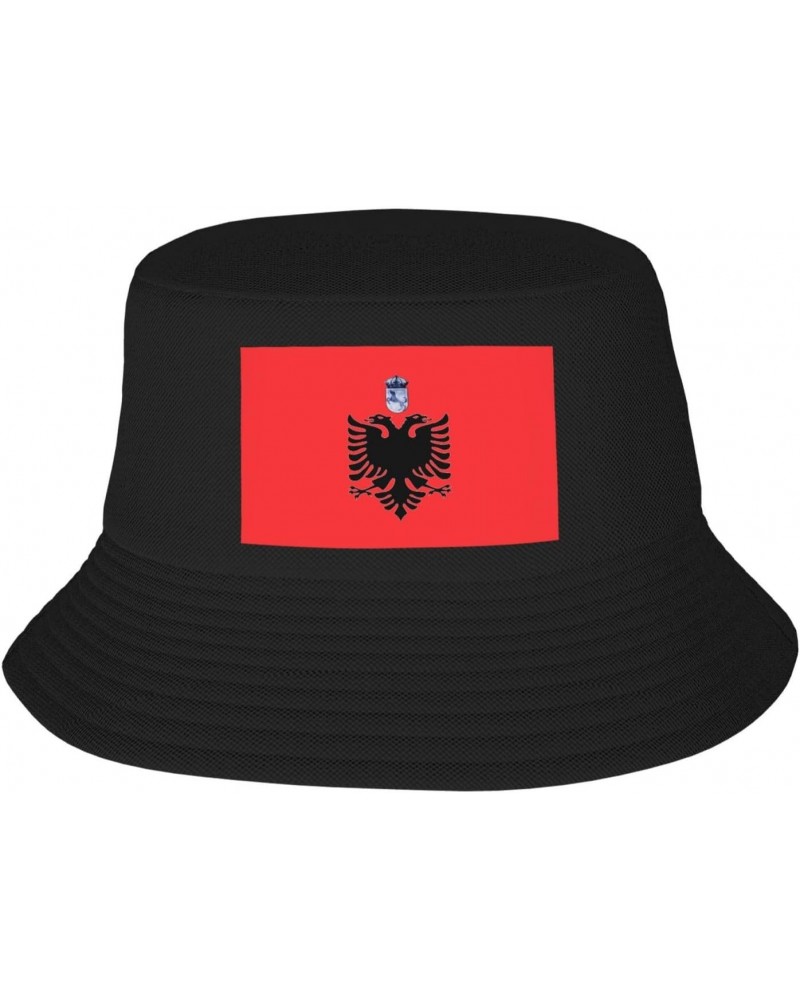 Flamuri I Republikës Së Çamërisë Bucket Hat for Men Women Outdoor Summer Beach Travel Fishing Cap Black $16.90 Bucket Hats