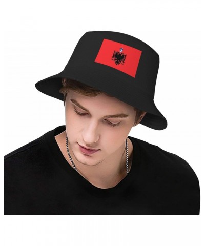 Flamuri I Republikës Së Çamërisë Bucket Hat for Men Women Outdoor Summer Beach Travel Fishing Cap Black $16.90 Bucket Hats