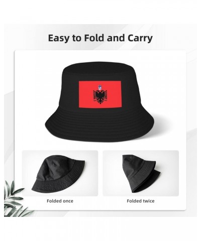 Flamuri I Republikës Së Çamërisë Bucket Hat for Men Women Outdoor Summer Beach Travel Fishing Cap Black $16.90 Bucket Hats