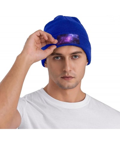 Magic Galaxy Sky Purple Print Beanie for Women Men Knit Hat Warm Winter Beanies Cap Fashion Cuffed Beanie Hat Blue $10.82 Sku...