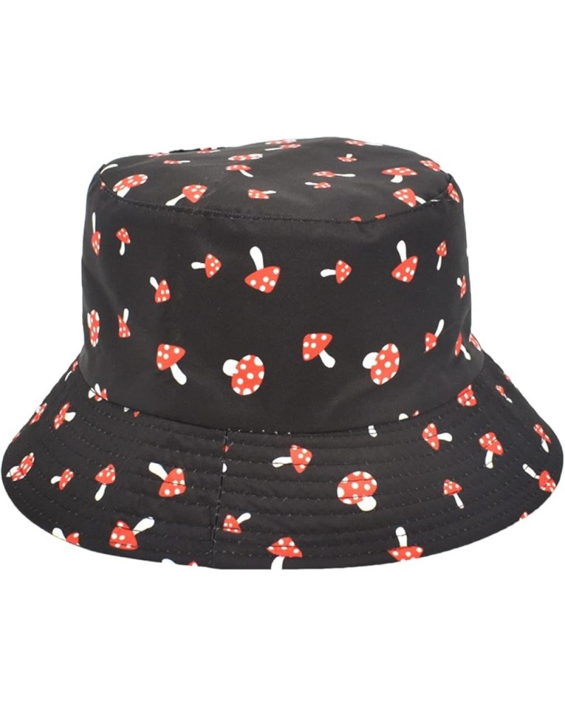 Fashion Mushroom Print Fishermans Hat Mens Womens Trend Bucket Hat Spring and Summer Outdoor Sunscreen Visor Hat Black $6.92 ...