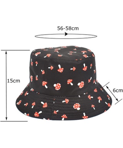 Fashion Mushroom Print Fishermans Hat Mens Womens Trend Bucket Hat Spring and Summer Outdoor Sunscreen Visor Hat Black $6.92 ...