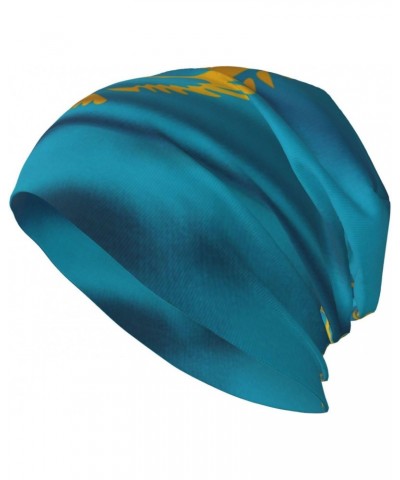 Kazakhstan Flag Beanie Skull Cap Warm Knit Slouchy Hat for Women Men Black $9.87 Skullies & Beanies