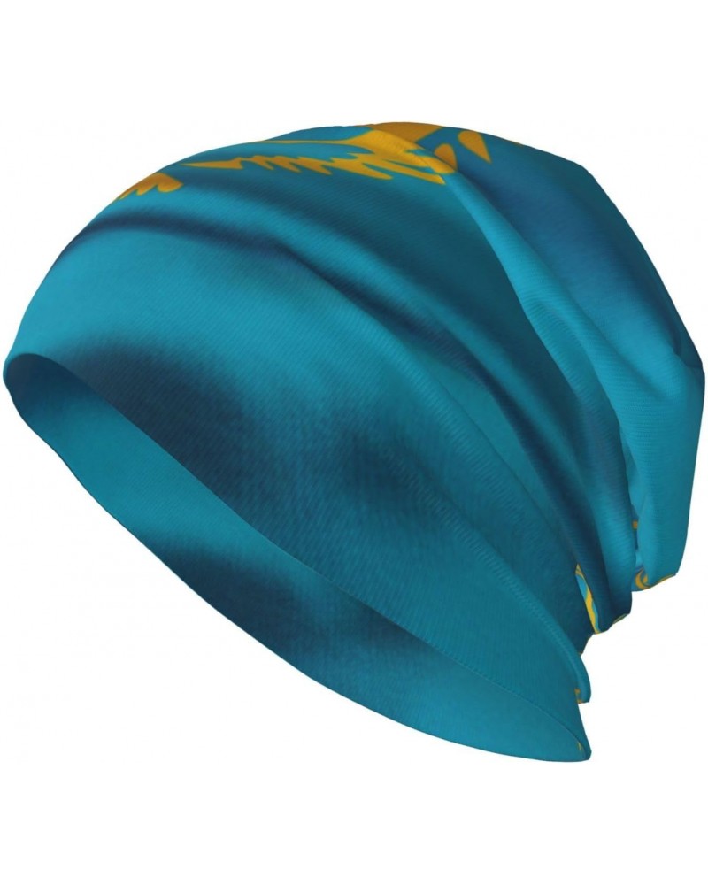 Kazakhstan Flag Beanie Skull Cap Warm Knit Slouchy Hat for Women Men Black $9.87 Skullies & Beanies