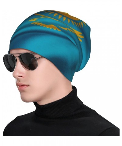 Kazakhstan Flag Beanie Skull Cap Warm Knit Slouchy Hat for Women Men Black $9.87 Skullies & Beanies