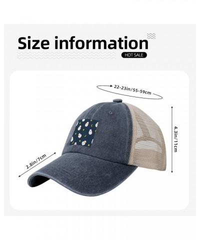 Cute Little Sheep Seamless Pattern Baseball Cap for Women Mens Hats Retro Mesh Caps Dad Hat Navy Blue $10.04 Baseball Caps