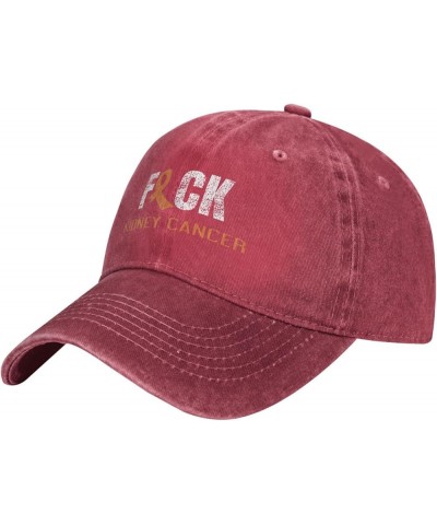 Fuck Kidney Cancer Baseball Cap Adjustable Classic Vintage Baseball Cap for Men Women Black Red $15.39 Cowboy Hats