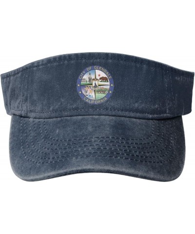 Seal of Glendale, California Sun Visor Hats for Women Men Sun Hat Cotton Golf Hat Vintage Baseball Cap Navy Blue $11.82 Visors