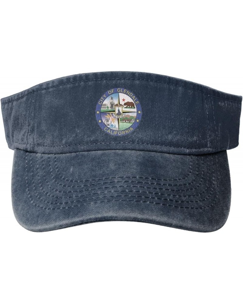 Seal of Glendale, California Sun Visor Hats for Women Men Sun Hat Cotton Golf Hat Vintage Baseball Cap Navy Blue $11.82 Visors