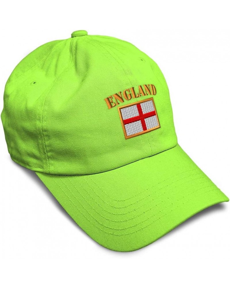 Soft Baseball Cap England Flag Embroidery Flags World Cup Soccer Cotton Embroidered Dad Hats for Men & Women Lime Design Only...