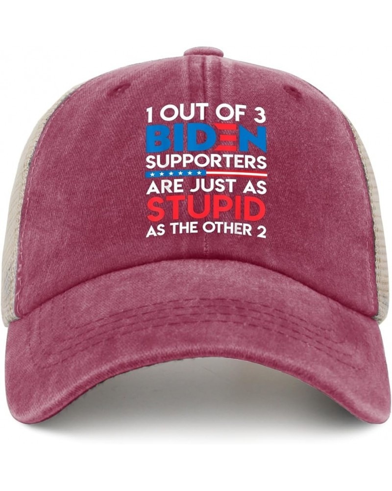 1 Out of 3 Biden Supporters are Just As Stupid As The Other Hats for Men Trucket Vintage Trucker Mens Black Mens Deep Rose $1...