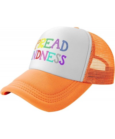 Spread Kindness Love Peace Baseball Cap Mesh Trucker Hat Women Sun Hat Cowboy hat Men Ponytail hat Dad Hat Black Orange $9.88...