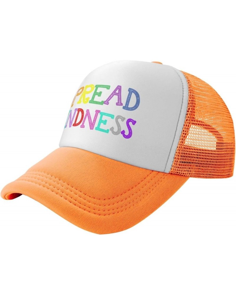 Spread Kindness Love Peace Baseball Cap Mesh Trucker Hat Women Sun Hat Cowboy hat Men Ponytail hat Dad Hat Black Orange $9.88...