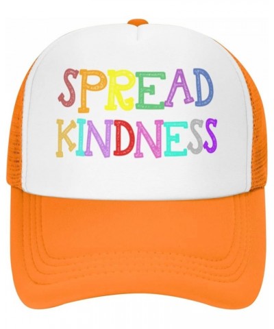 Spread Kindness Love Peace Baseball Cap Mesh Trucker Hat Women Sun Hat Cowboy hat Men Ponytail hat Dad Hat Black Orange $9.88...