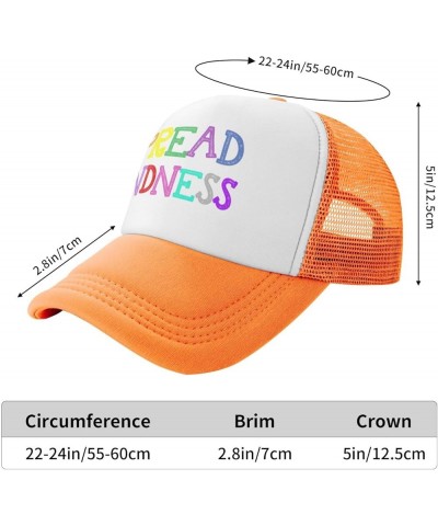 Spread Kindness Love Peace Baseball Cap Mesh Trucker Hat Women Sun Hat Cowboy hat Men Ponytail hat Dad Hat Black Orange $9.88...