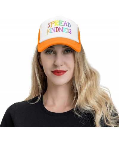 Spread Kindness Love Peace Baseball Cap Mesh Trucker Hat Women Sun Hat Cowboy hat Men Ponytail hat Dad Hat Black Orange $9.88...