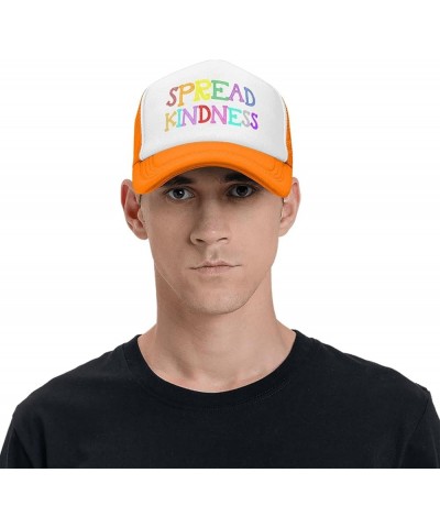 Spread Kindness Love Peace Baseball Cap Mesh Trucker Hat Women Sun Hat Cowboy hat Men Ponytail hat Dad Hat Black Orange $9.88...