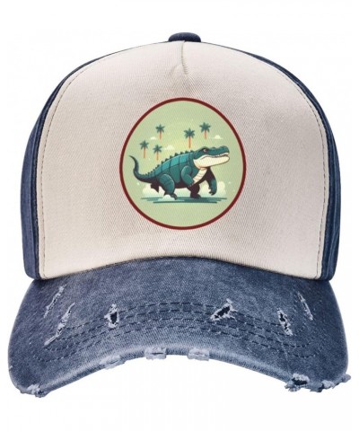 Classic Baseball Cap Adjustable Trucker hat Unisex Cotton Dad Hat for Outdoor Activities, Majestic Crocodile Pattern Navy Blu...