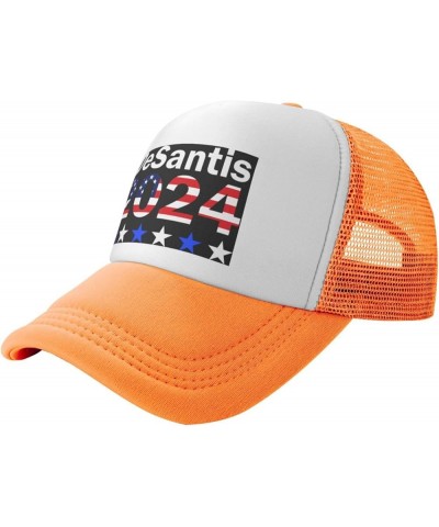 Ron Desantis 2024 Presidential Election Republican Mesh Trucker Hat Men Baseball Cap Ponytail Hat Women Sun Hat Black Orange ...