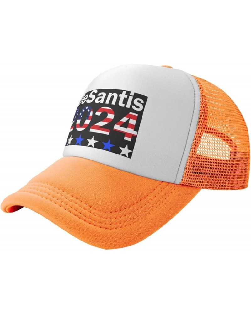 Ron Desantis 2024 Presidential Election Republican Mesh Trucker Hat Men Baseball Cap Ponytail Hat Women Sun Hat Black Orange ...