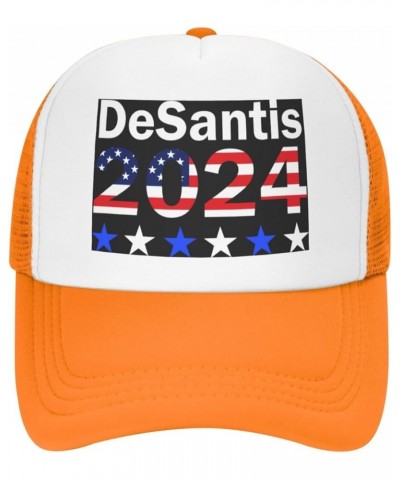 Ron Desantis 2024 Presidential Election Republican Mesh Trucker Hat Men Baseball Cap Ponytail Hat Women Sun Hat Black Orange ...