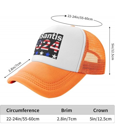 Ron Desantis 2024 Presidential Election Republican Mesh Trucker Hat Men Baseball Cap Ponytail Hat Women Sun Hat Black Orange ...