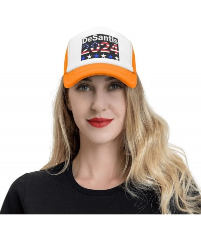 Ron Desantis 2024 Presidential Election Republican Mesh Trucker Hat Men Baseball Cap Ponytail Hat Women Sun Hat Black Orange ...